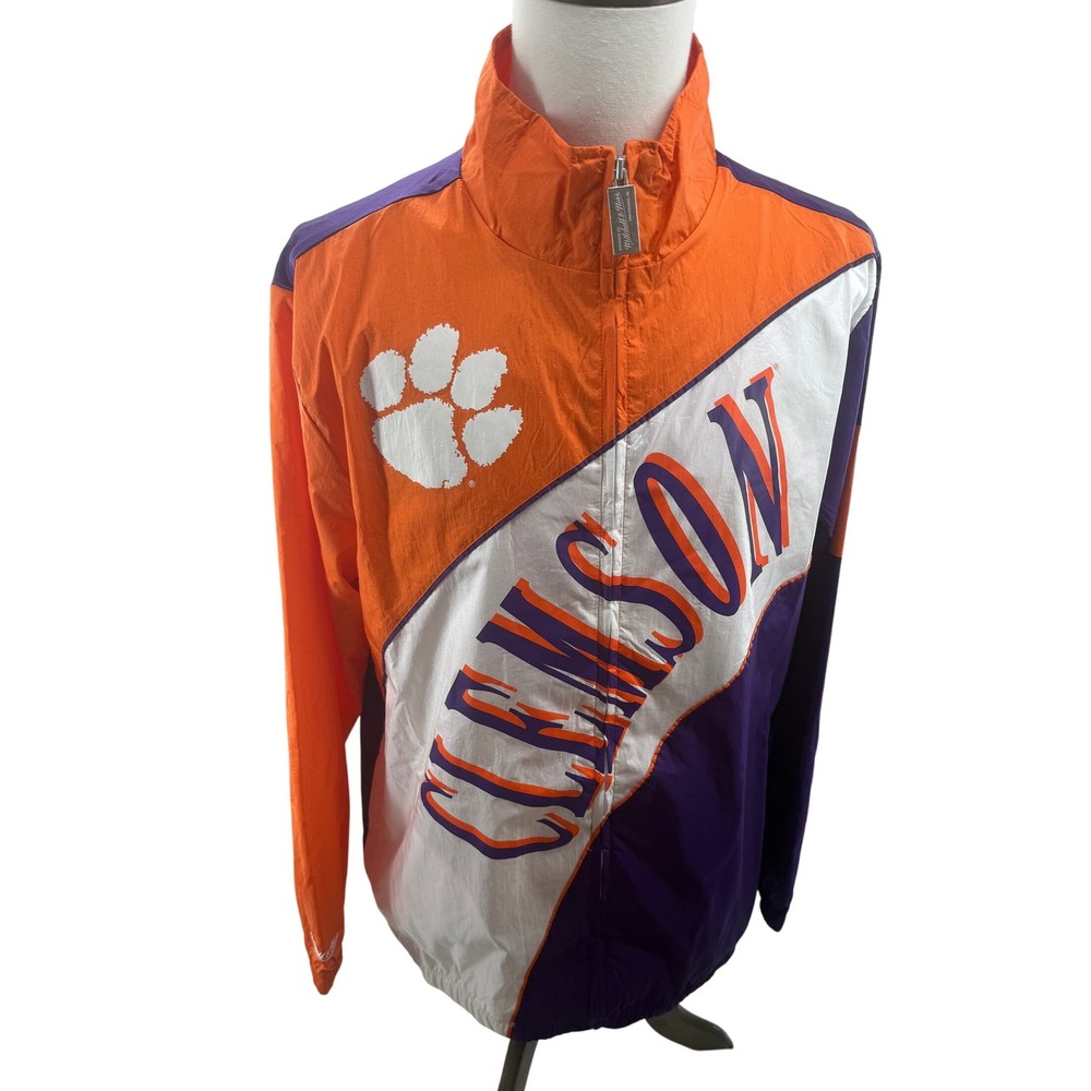 Mitchell & Ness Clemson Tigers Track‎ Jacket Stitched Windbreaker Mens Large NEW